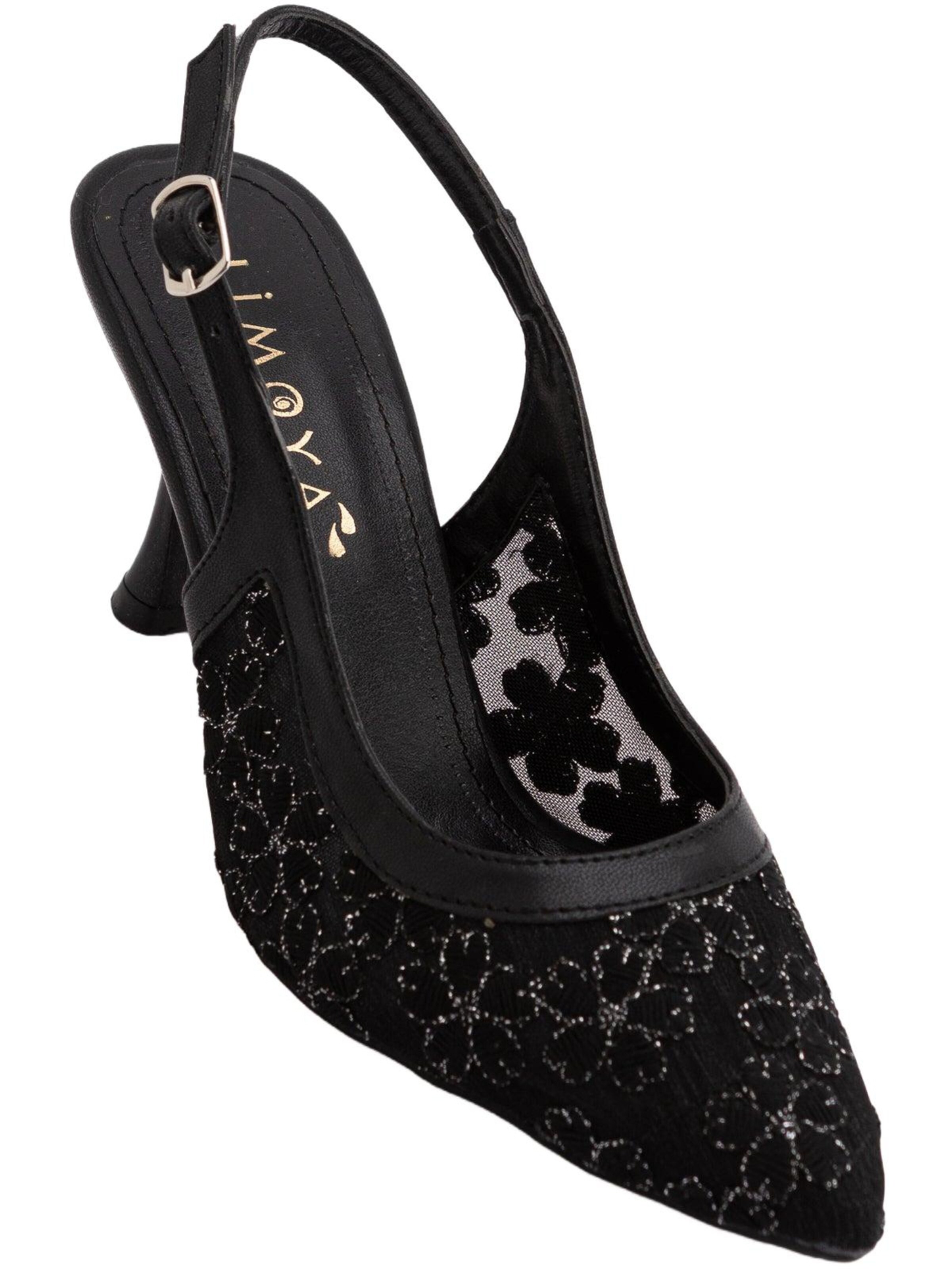 Limoya Slingpumps 'Kamelie'‌‌‌ in Schwarz: Vorderseite