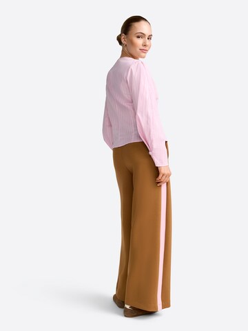 Rich & Royal Wide Leg Bukser med lægfolder i brun