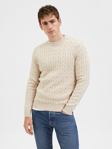 Pull-over SELECTED HOMME en blanc : devant