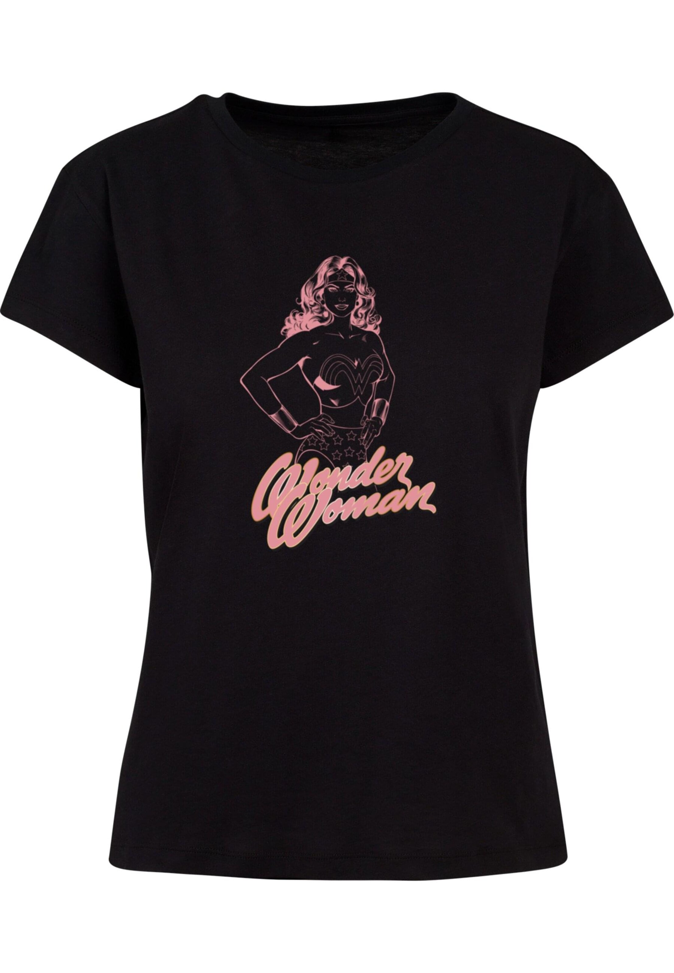 T-shirt 'Wonder Woman Pink Outline' Merchcode en noir : devant