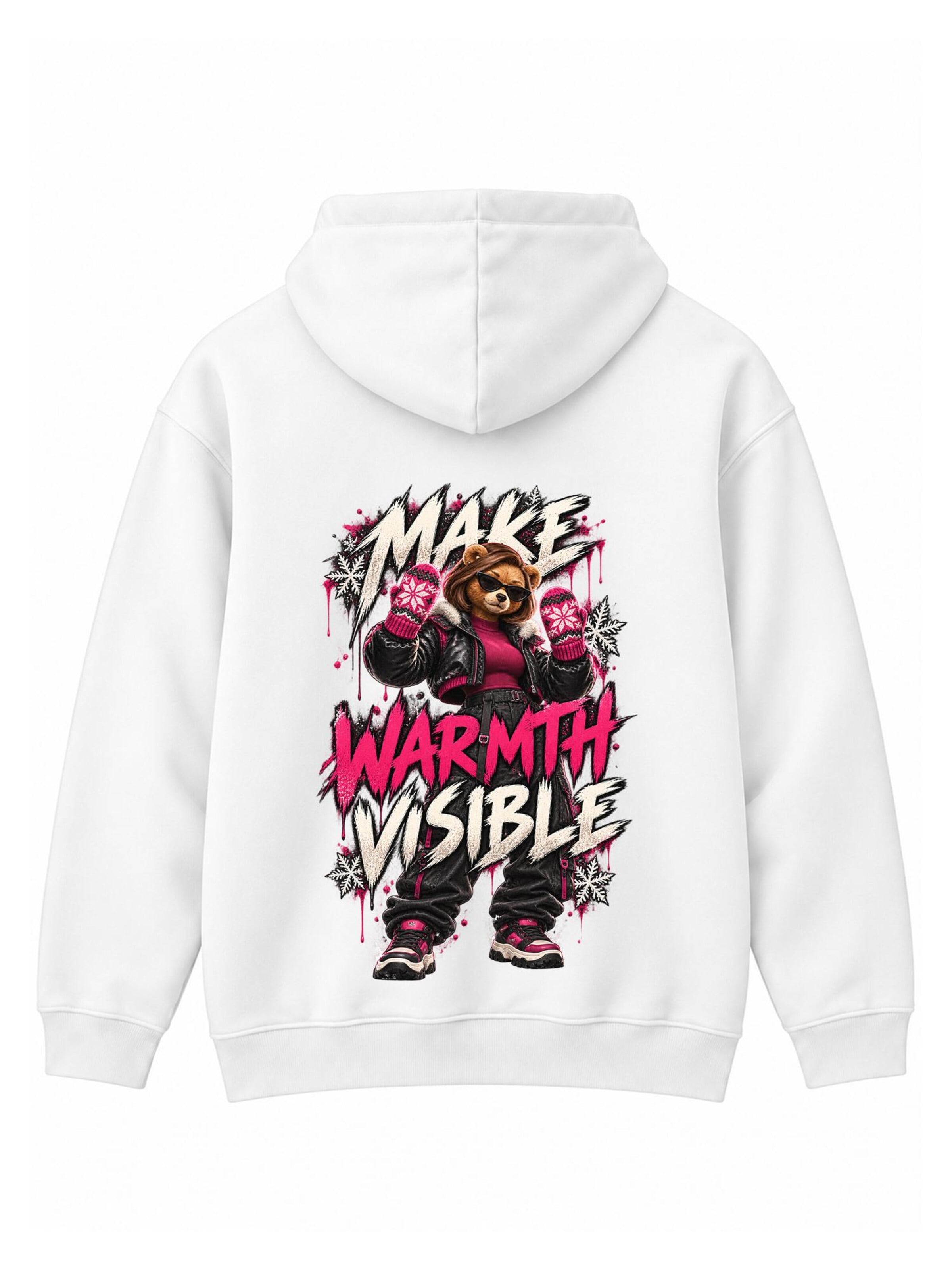 LUNØIR StudioSweater majica 'BOSS Femme Winter Mittens' - bijela boja: prednji dio