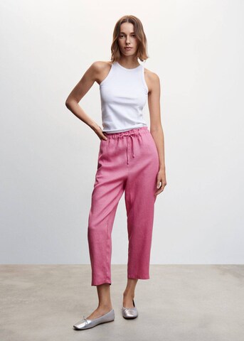 MANGO Loose fit Pants 'Linew' in Pink