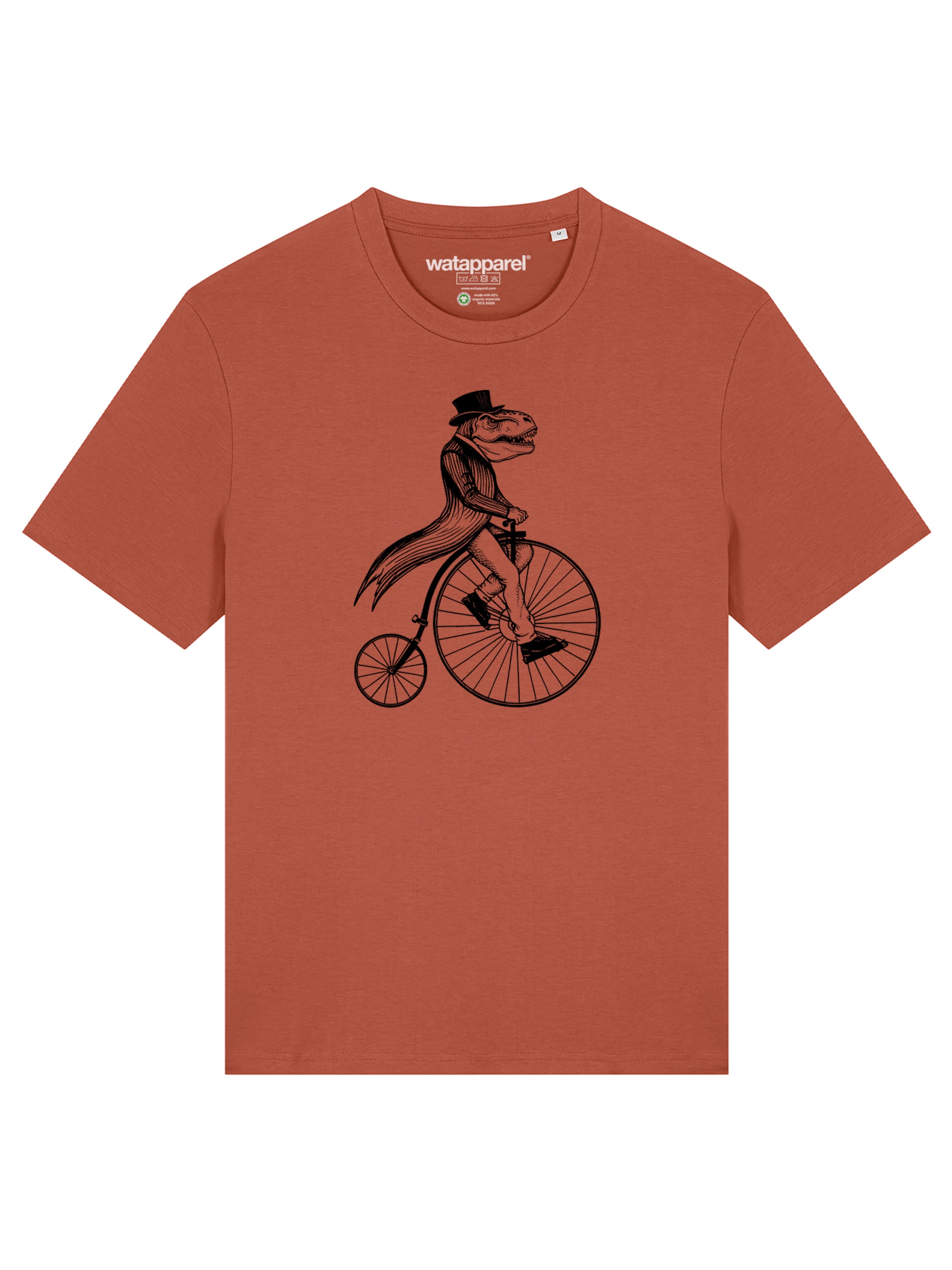 Watapparel Shirt 'T-Rex auf Fahrrad' in Orange: front