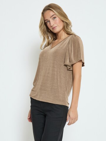 DESIRES Blouse 'Bob Flounce' in Bruin: voorkant