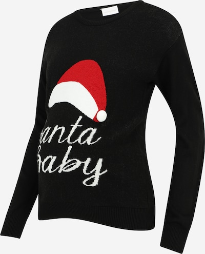 MAMALICIOUS Pullover 'MLSANTA BABY' in rot / schwarz / weiß, Produktansicht