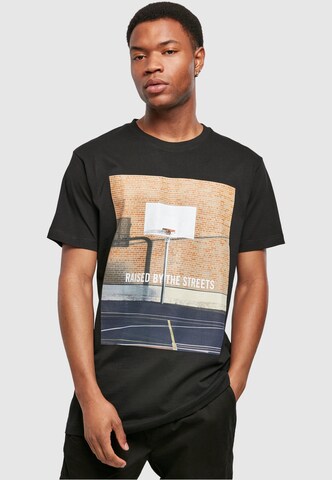 Mister Tee Regular Fit Paita 'Raised By The Streets' värissä musta