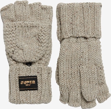 Superdry Full Finger Gloves in Beige: front