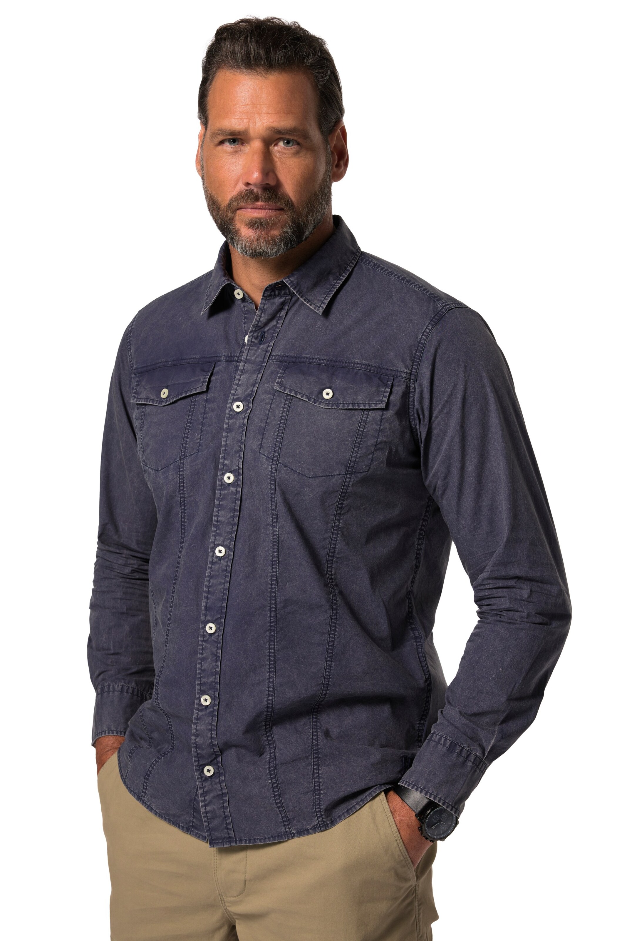 JP1880 Regular fit Button Up Shirt in Blue: front