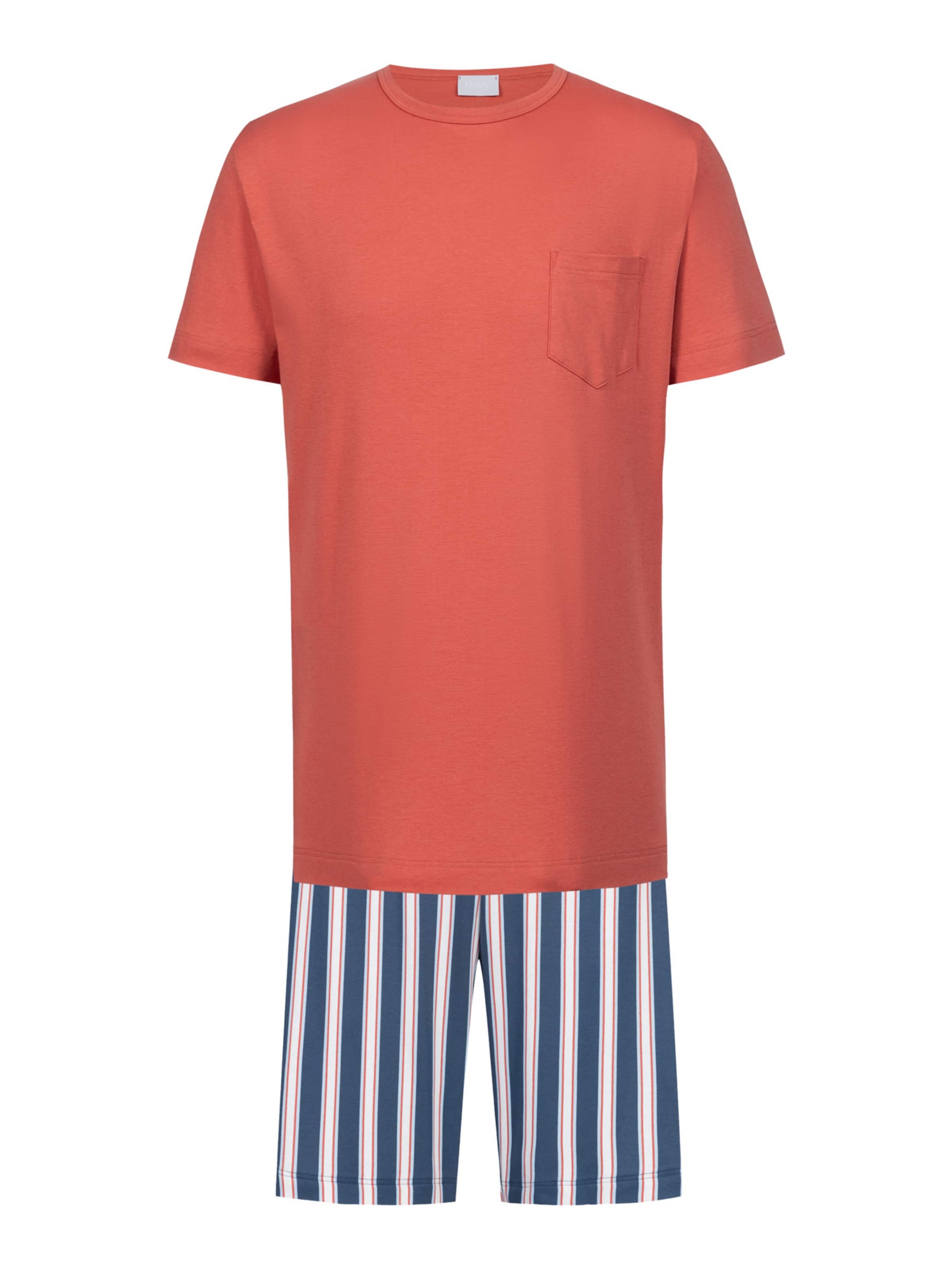 Pyjama court 'Bold Coral Stripes' Mey en orange : devant