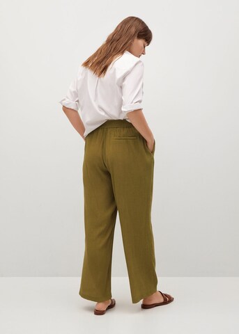 MANGO Široke hlačnice Hlače 'Fluber' | zelena barva