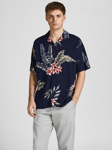 JACK & JONES Классический крой Рубашка 'Tropic Resort' в Синий: спереди