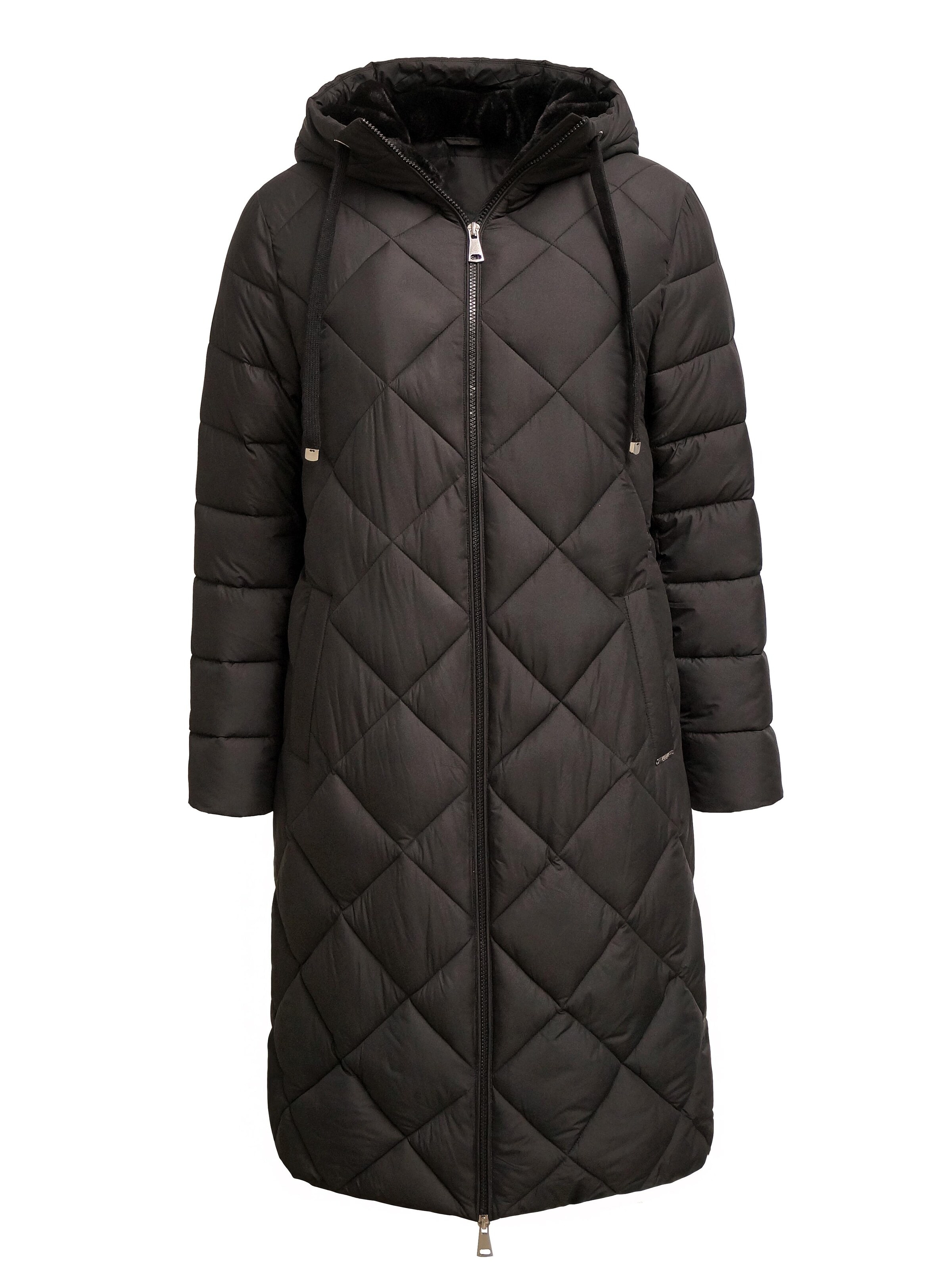 Funk since 1776 Winter Coat 'Steppmantel mit Kapuze' in Black: front