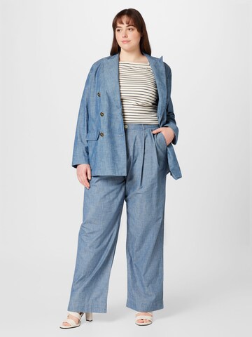 Lauren Ralph Lauren Plus Wide leg Pleat-Front Pants 'JOIREYDA' in Blue