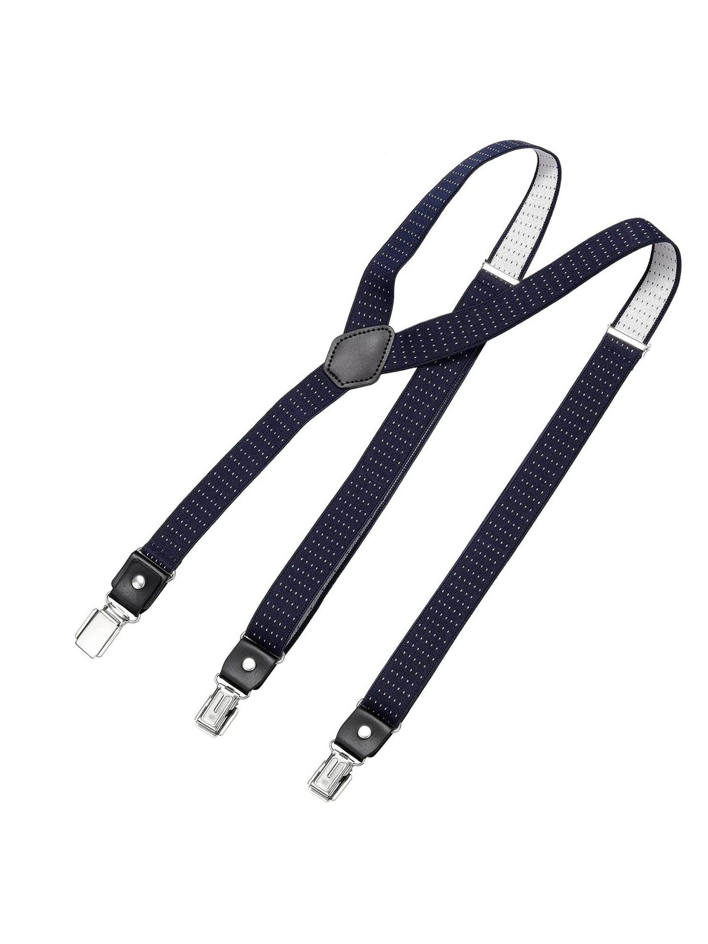 DonDon Hosenträger 'DonDon Hosenträger Herren schmal 2,5 cm gestreift blau rot Starke Clips für Anzug Jeans Chino'‌‌‌‌ in XS-XL in blue denim, Produktansicht