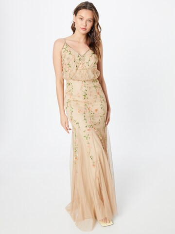 LACE & BEADS - Vestido de noche 'Kemba' en beige: frente