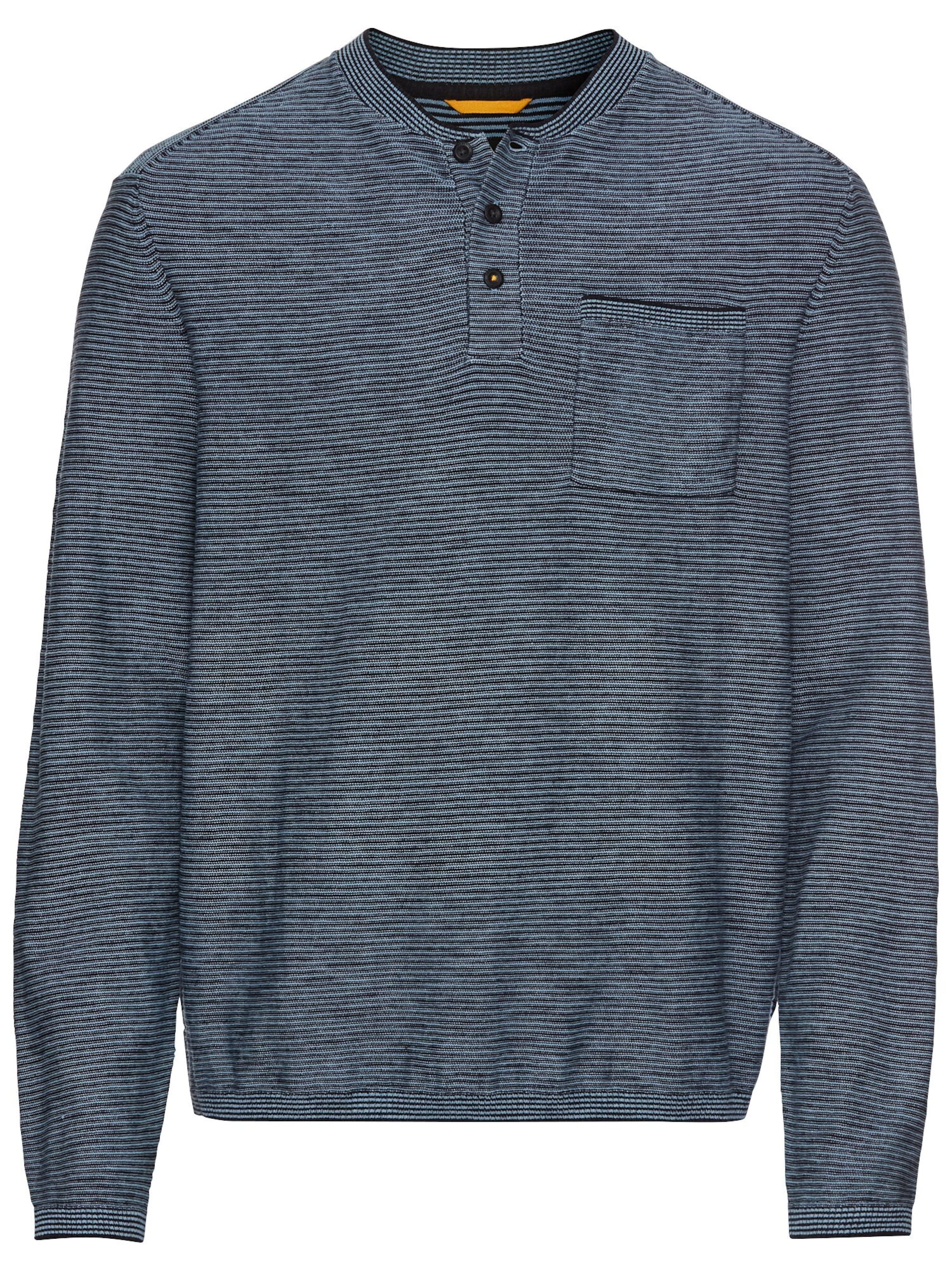 CAMEL ACTIVE Henley Langarmshirt aus Baumwollmix in Blau: Vorderseite