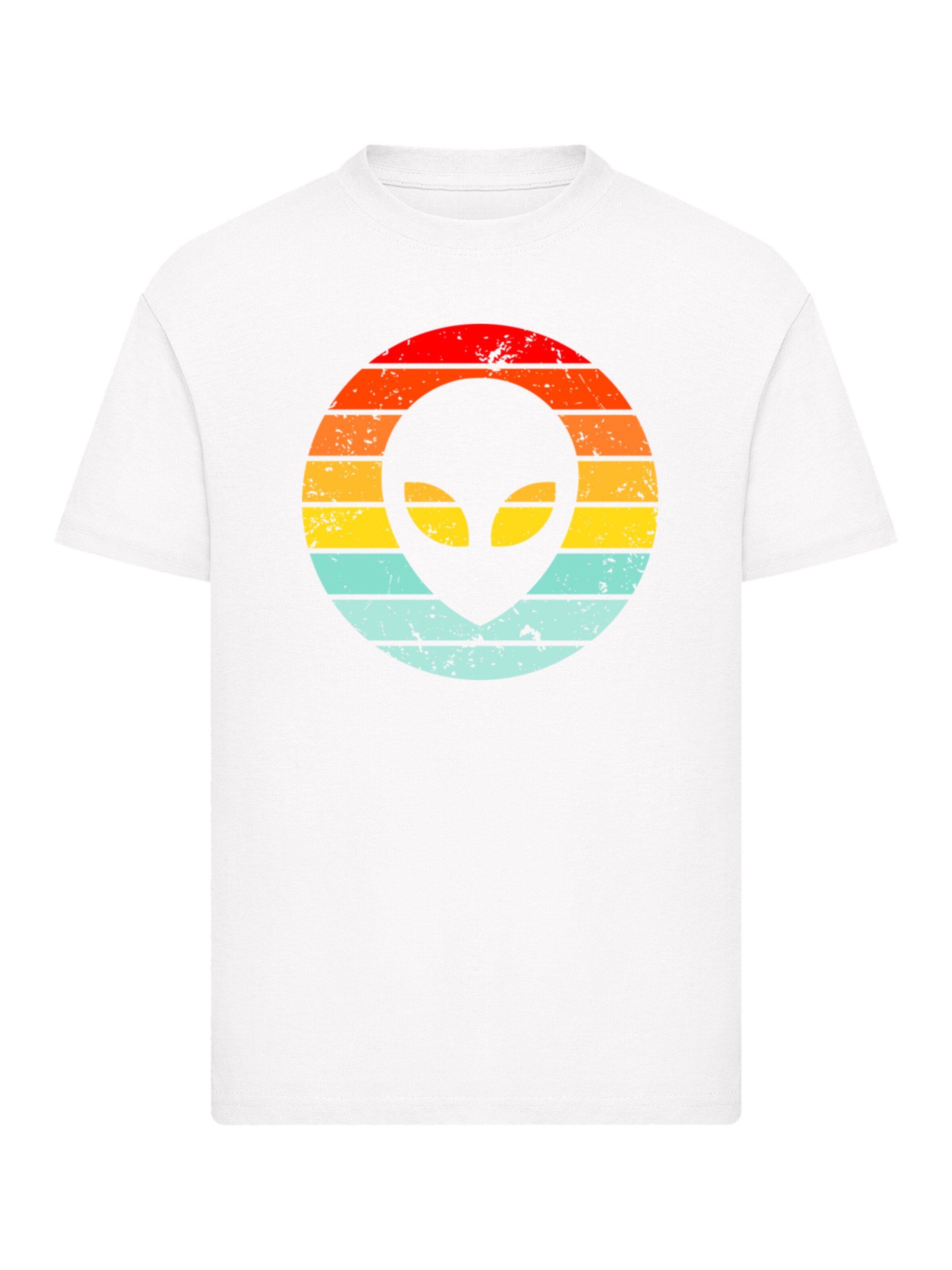 T-Shirt 'Alien Retro Sonnenuntergang' F4NT4STIC en blanc : devant
