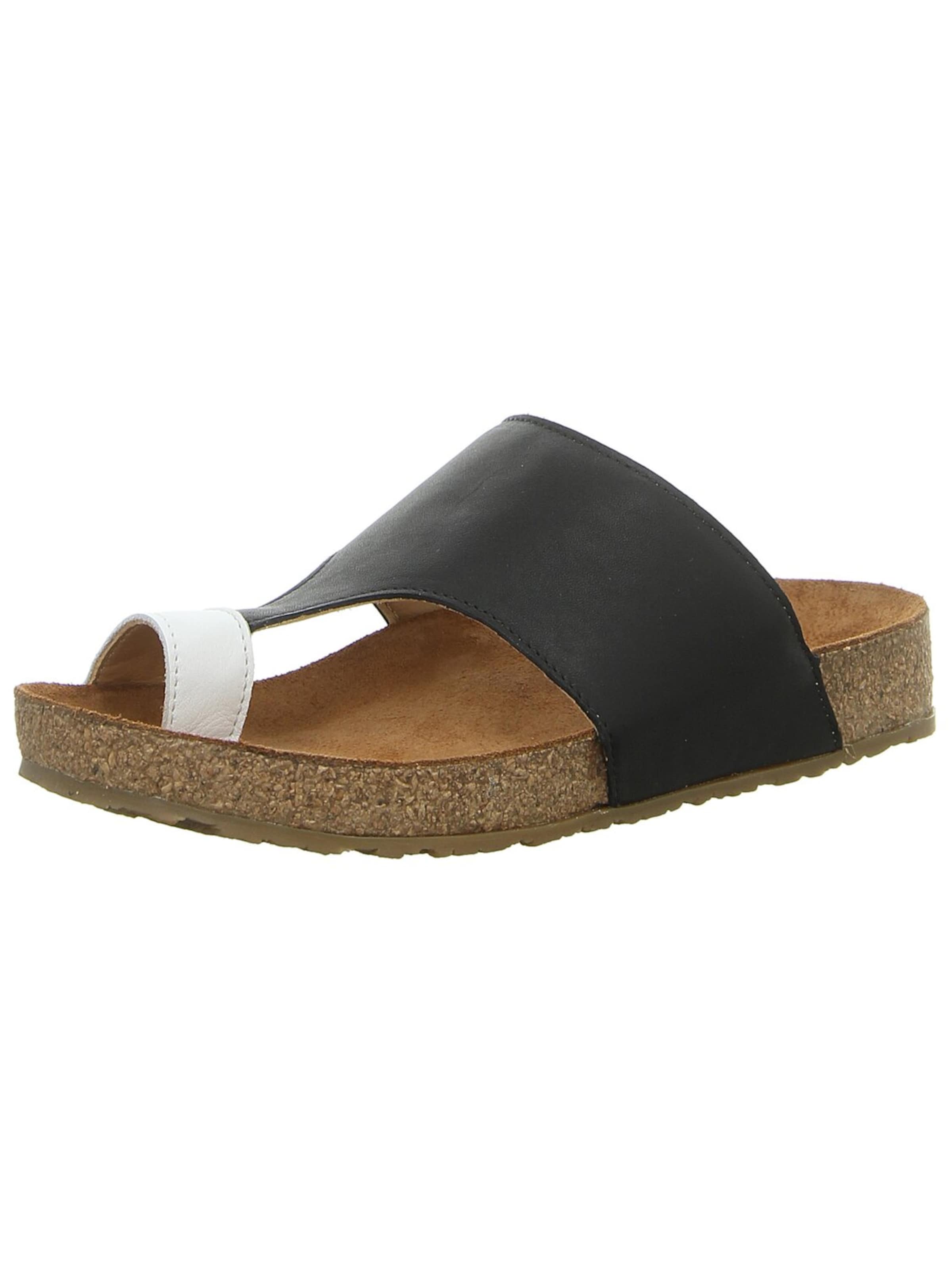 HAFLINGER Pantolette 'Damen Zehentrenner 819061 0 920 Echt Leder in schwarz' in Schwarz: Vorderseite