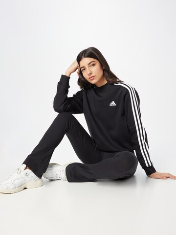 ADIDAS SPORTSWEAR Αθλητική μπλούζα φούτερ 'Essentials 3-Stripes Half Neck Fleece' σε μαύρο