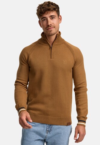 INDICODE JEANS Trui ' Swift ' in Bruin: voorkant