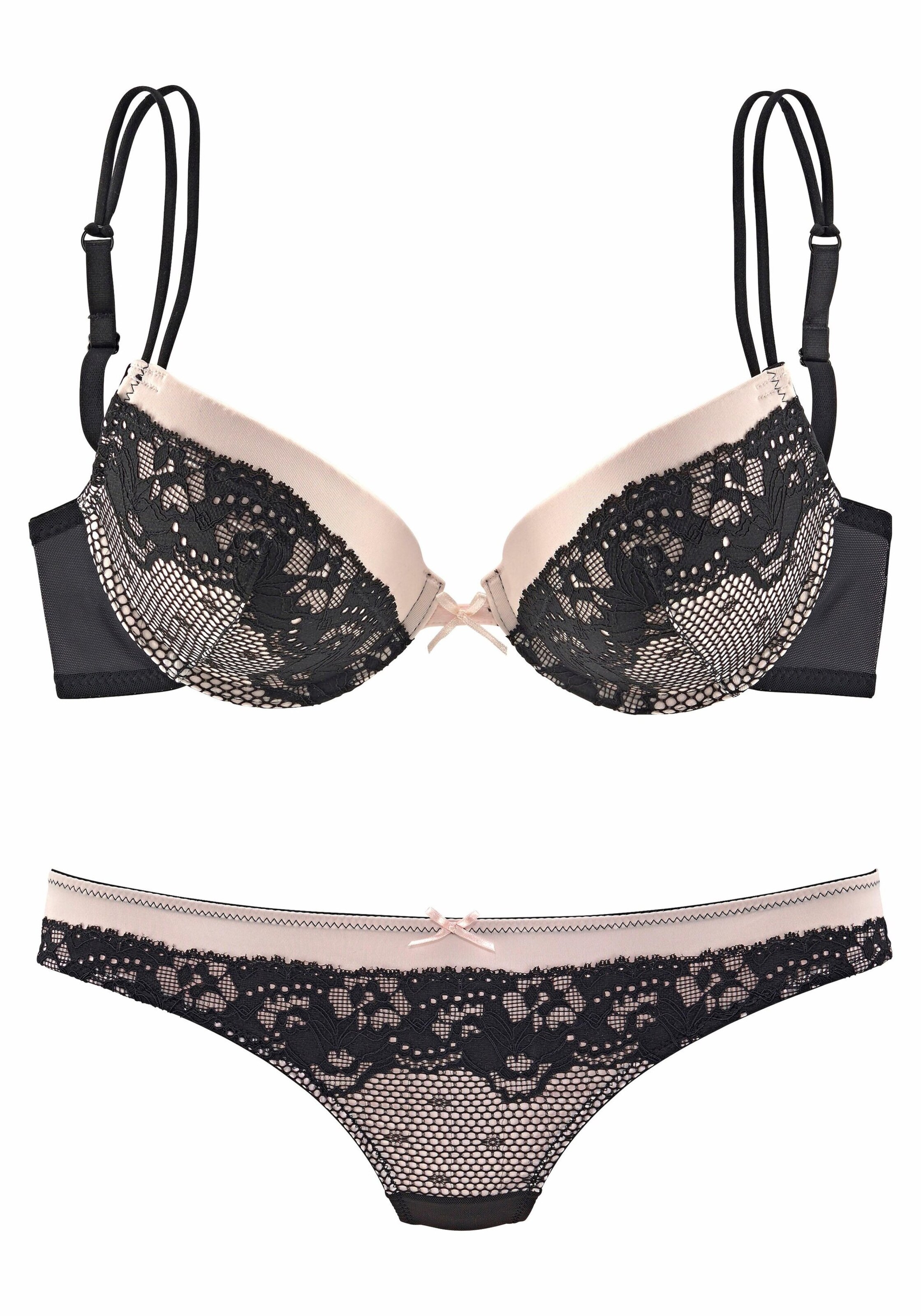 MELROSE Push-up Underwear Sets in Black: front