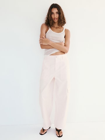 MANGO - Barrel Pantalón vaquero cargo 'PAPAYA' en rosa
