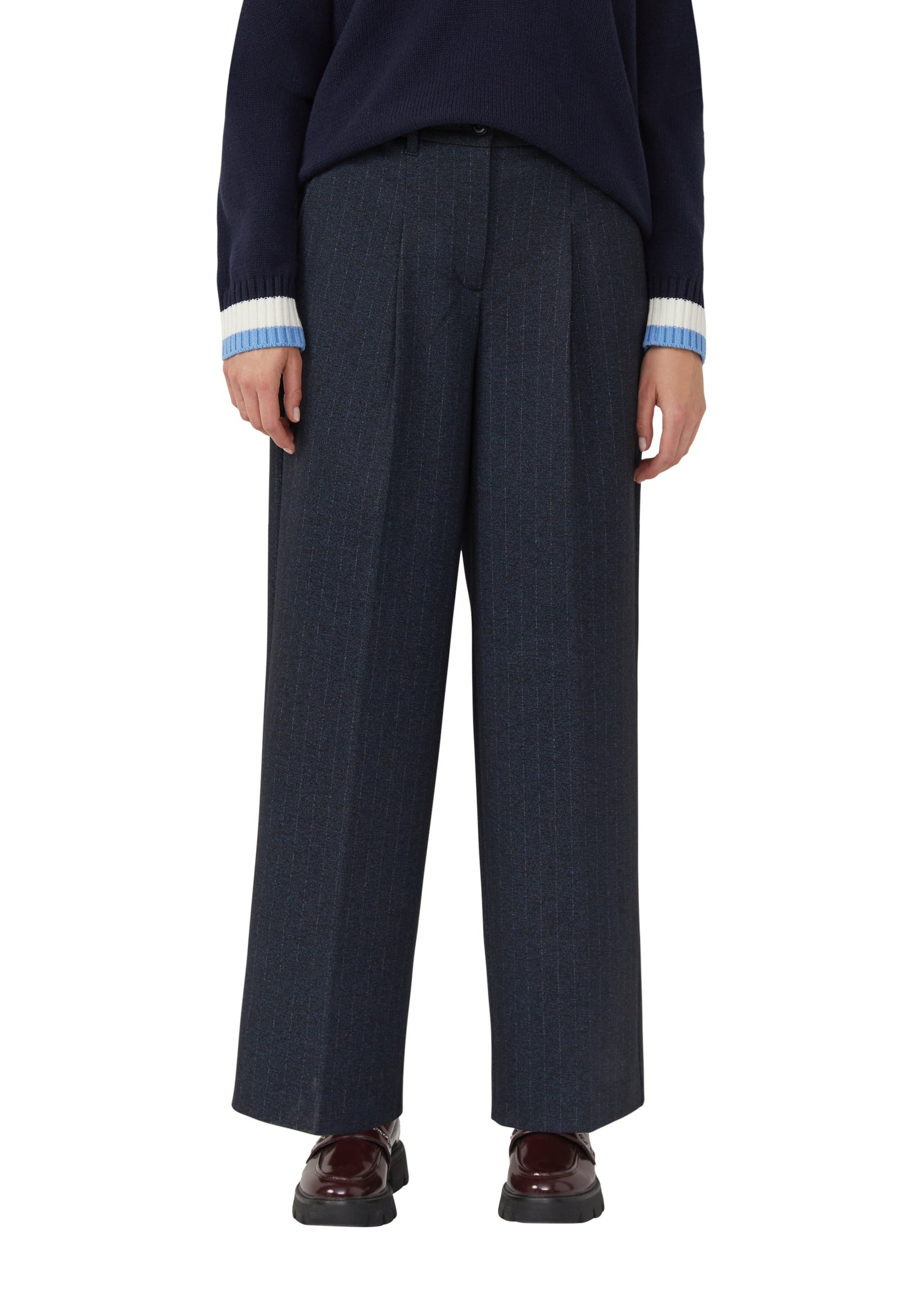 s.Oliver Wide leg Bandplooibroek in Blauw: voorkant