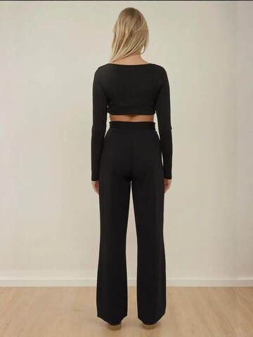 Hiccup Wide leg Bandplooibroek in Zwart