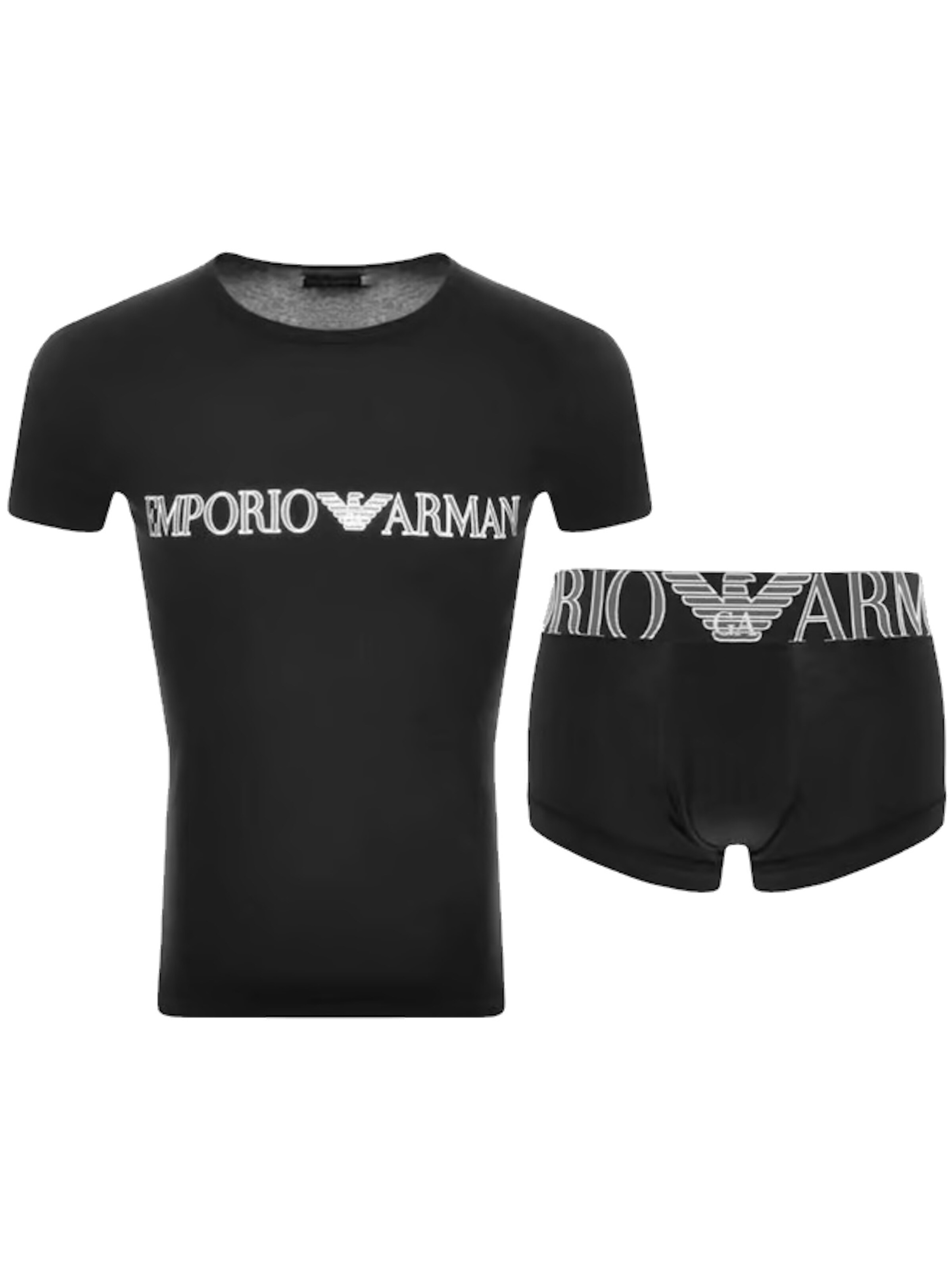 Pigiama corto di Emporio Armani in nero: frontale