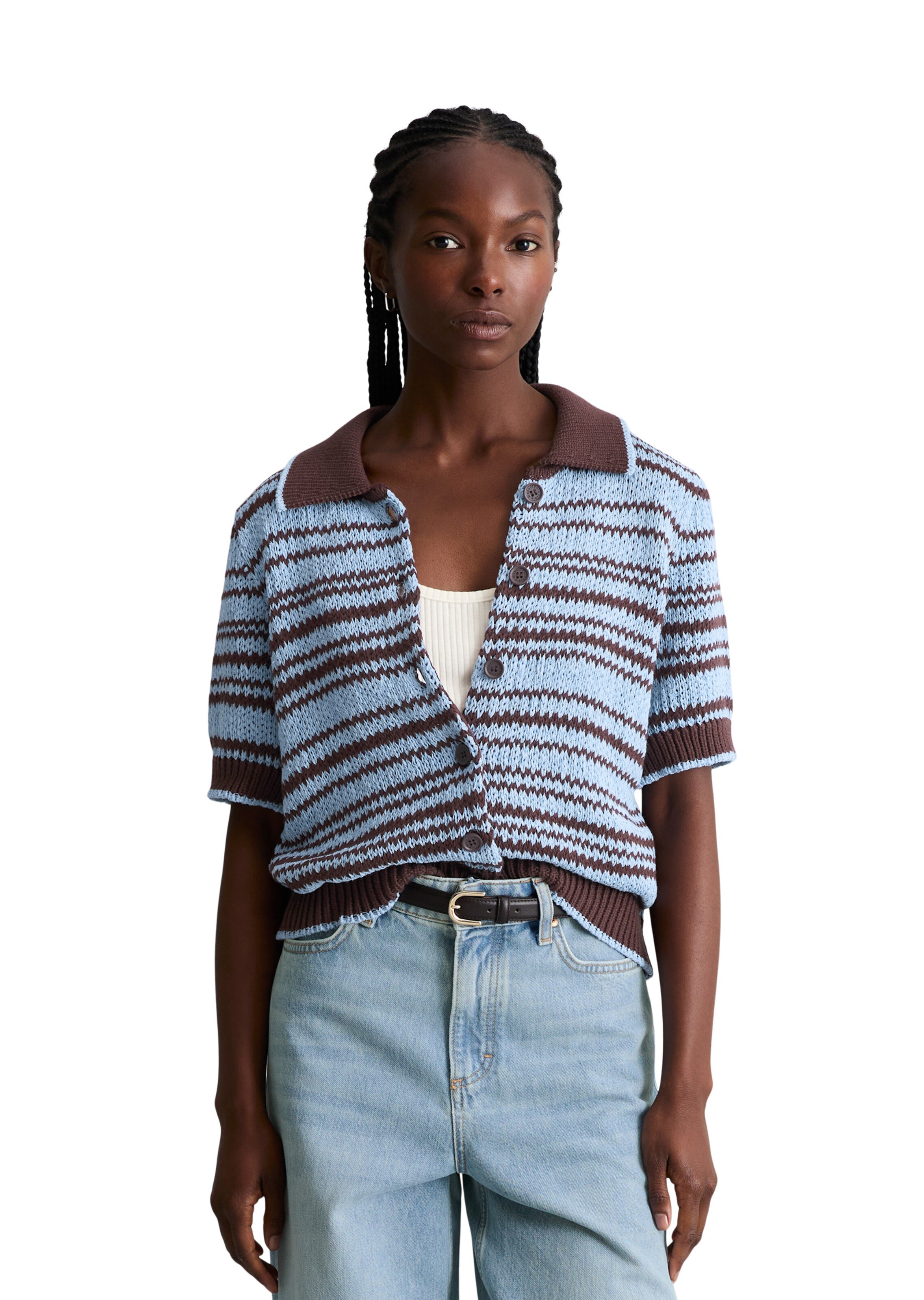 Marc O'Polo DENIM Strickjacke in Braun: Vorderseite