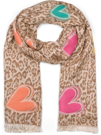 styleBREAKER Schal 'Schal mit Leoparden Herz Muster' in One Size in braun, Produktansicht