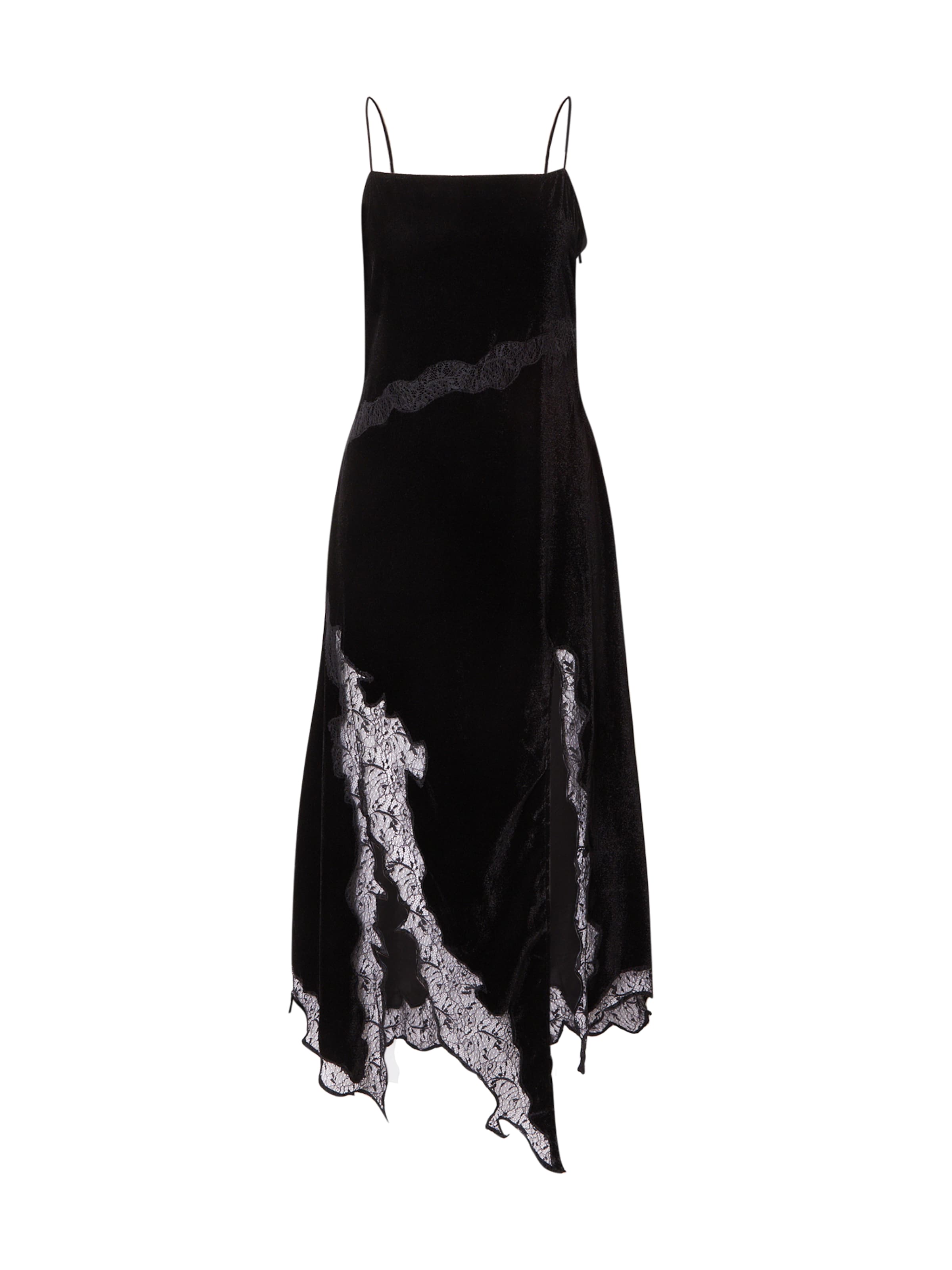 Robe de cocktail 'velvet and lace maxi slip black' TOPSHOP en noir : devant