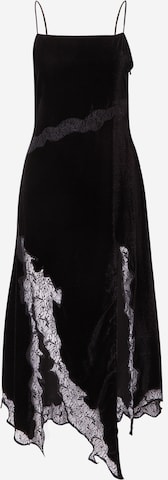 juoda TOPSHOP Kokteilinė suknelė 'velvet and lace maxi slip black': priekis