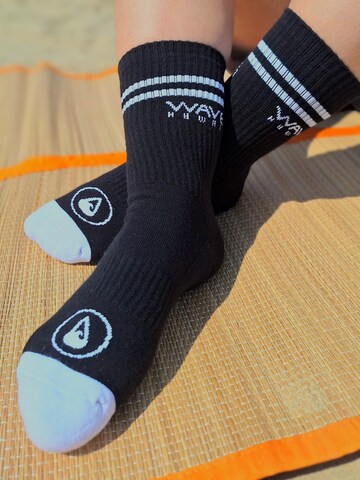 Wave Hawaii Basicsocken ' Cotton Crew ' in Schwarz