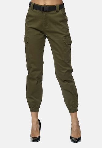Elara Slimfit Cargobroek in Groen: voorkant