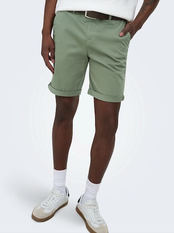 Only & Sons - Regular Calças chino 'ONSSAUL' em verde: frente