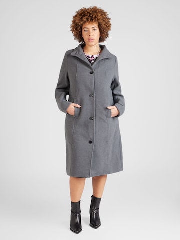 Ulla Popken Between-Seasons Coat in Grey: front