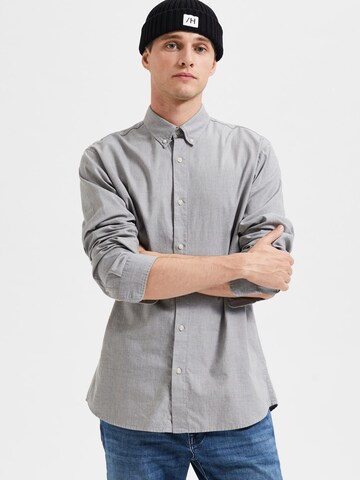 SELECTED HOMME - Slim Fit Camisa 'Theo' em cinzento