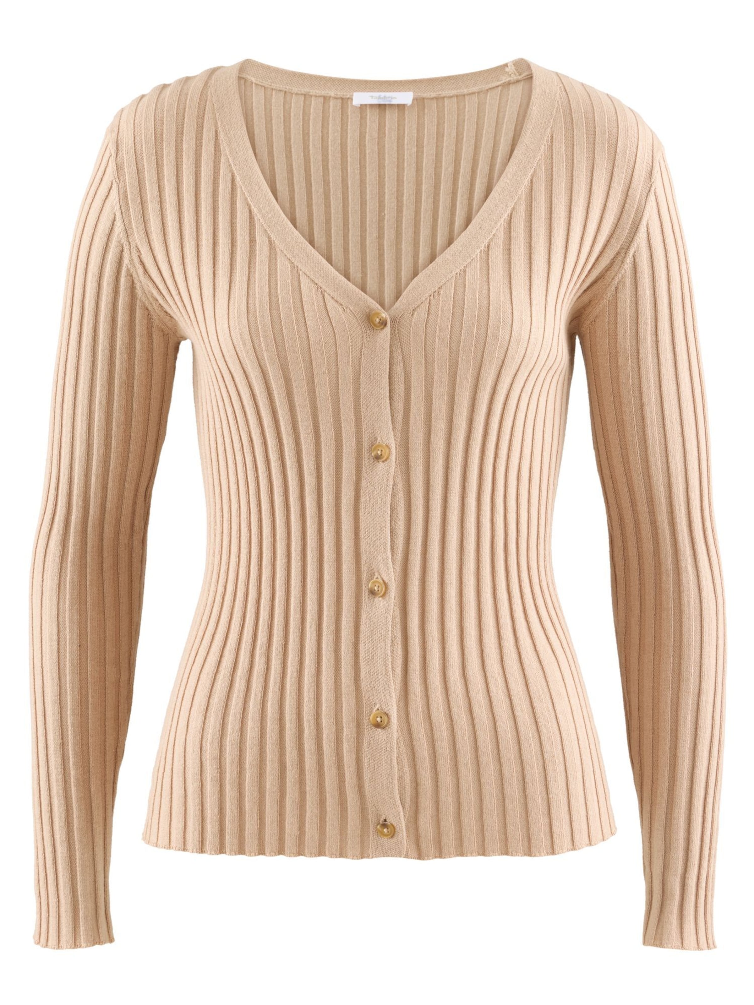 Tamaris Knit Cardigan in Beige: front