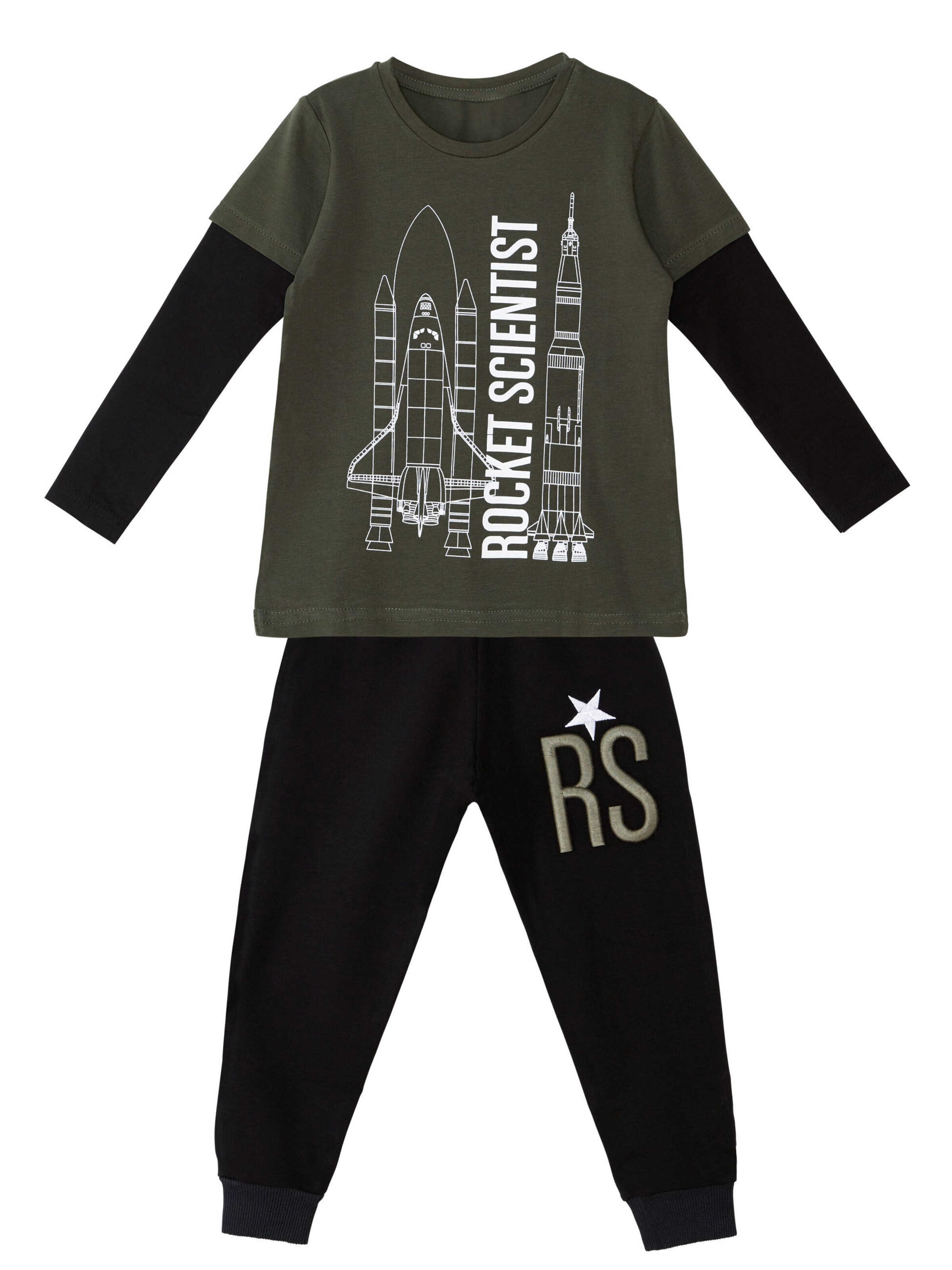 Denokids Trainingsanzug 'Rocket' in Schwarz: Vorderseite