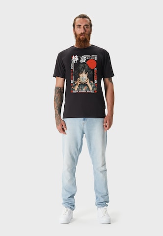 Oldskull Shirt 'Asian Tea Time Kimono Graphic' in Black
