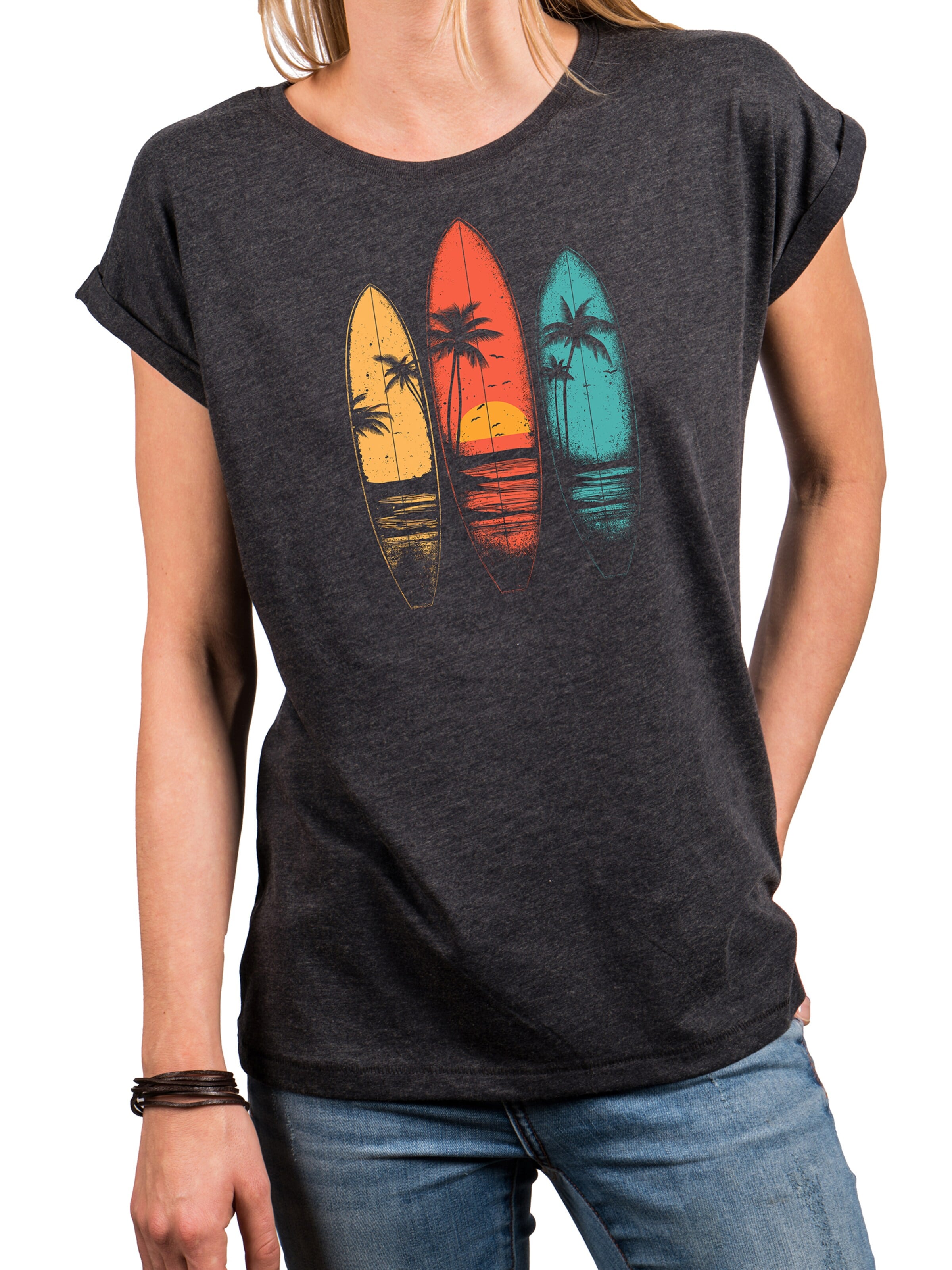 MAKAYA Shirt 'Surfboards' in Grey