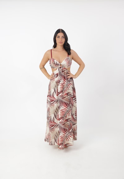 Elara Kleid in 40-42 in elfenbein / hellgrau / bordeaux, Produktansicht