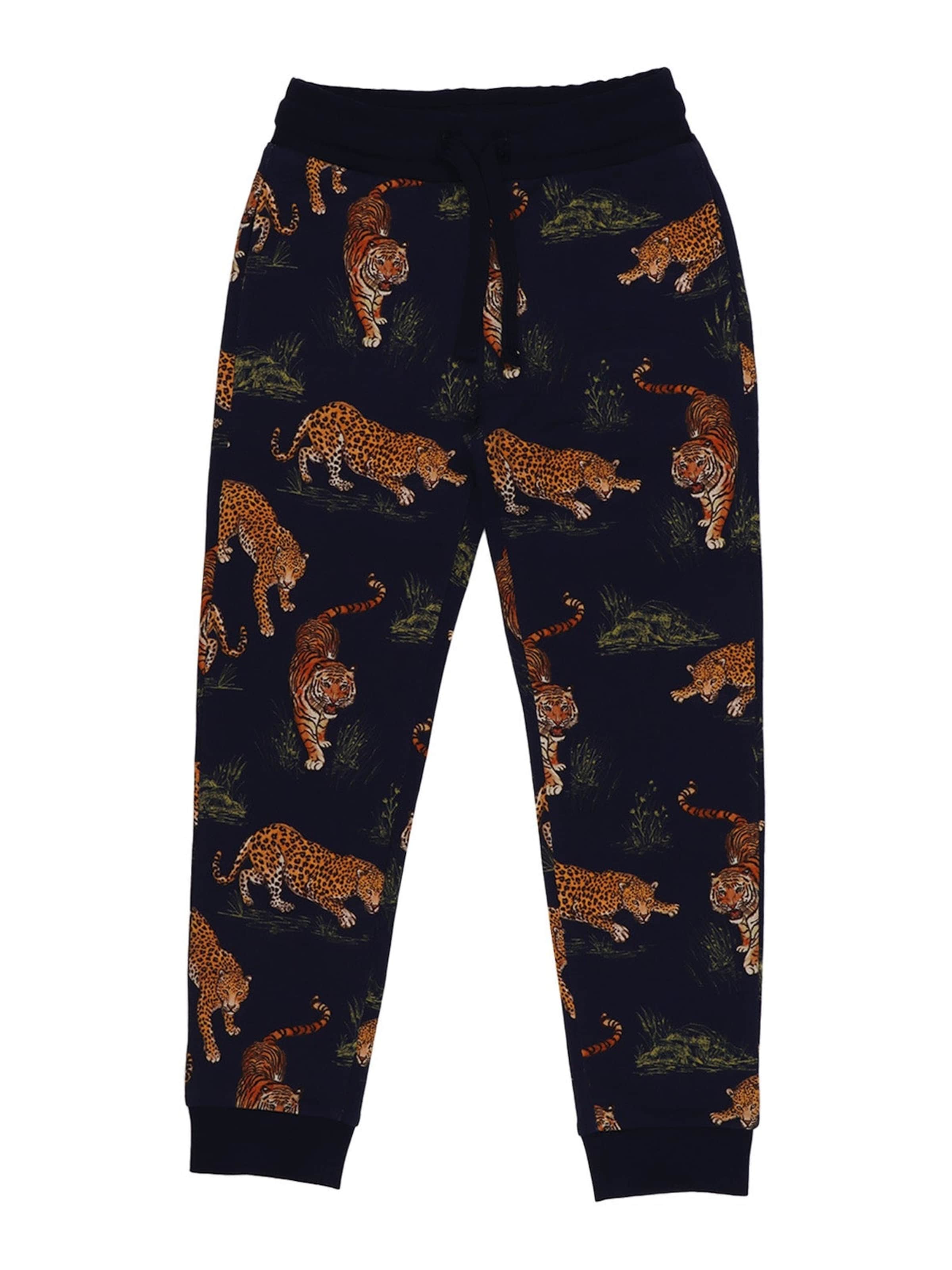 Walkiddy Regular Pants 'Walkiddy - Tigers and Leopards Jogger' in Blue: front