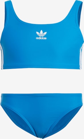 ADIDAS ORIGINALS Bustier Bikini 'Adicolor 3-Stripes ' in Blauw: voorkant