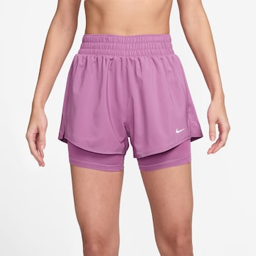 NIKE Regular Workout Pants 'One' in Purple: front