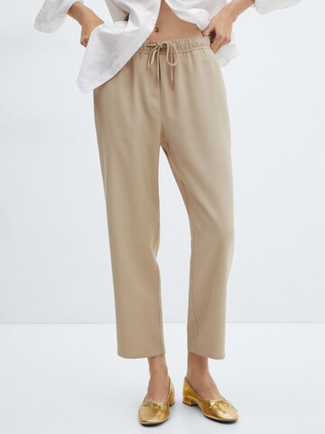 MANGO Loose fit Pants 'FLUIDO' in Beige