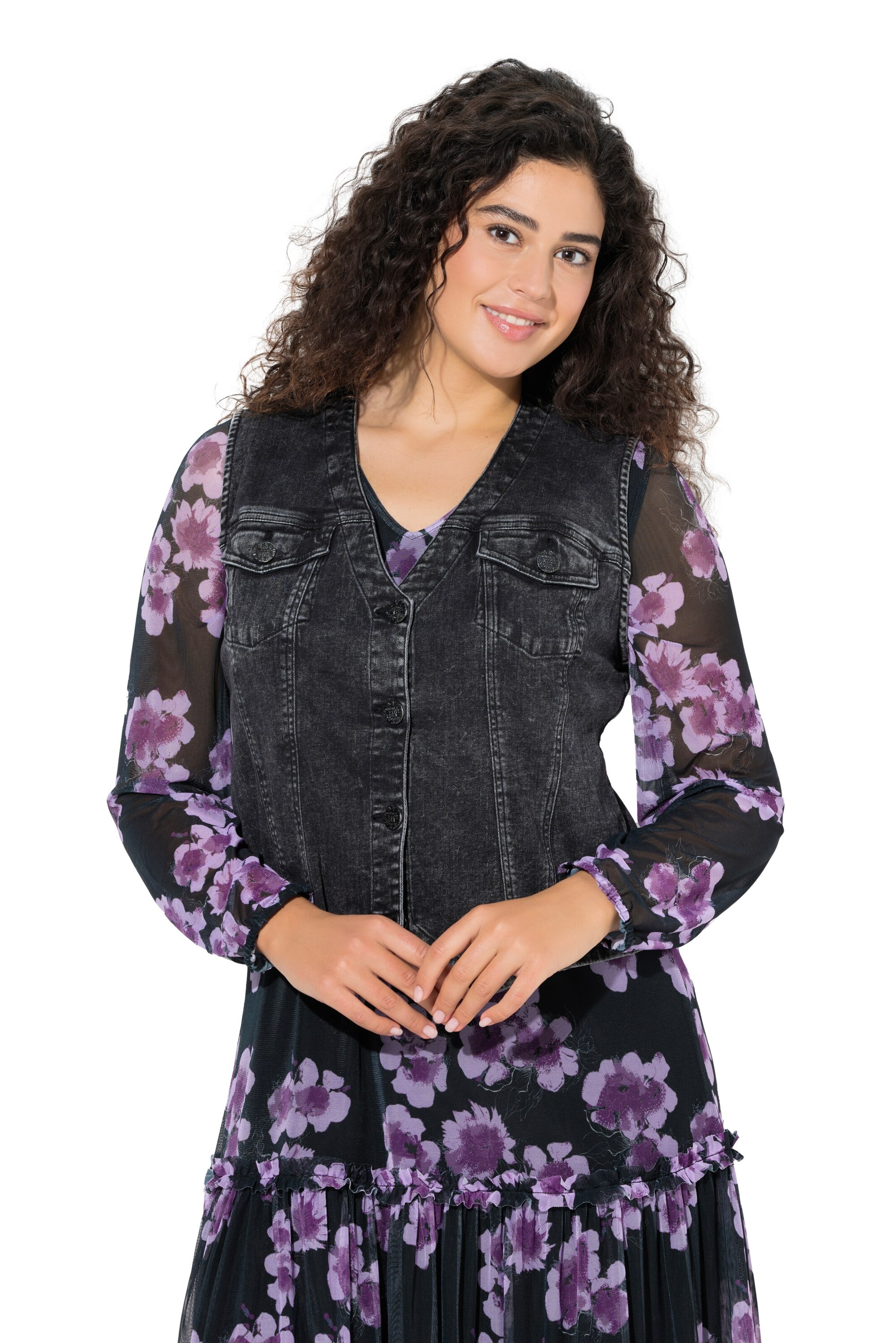 Ulla Popken Weste in Schwarz: Vorderseite