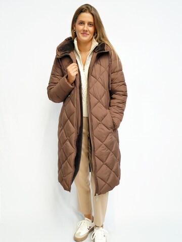 Funk since 1776 Winter Coat 'Steppmantel mit Kapuze' in Brown