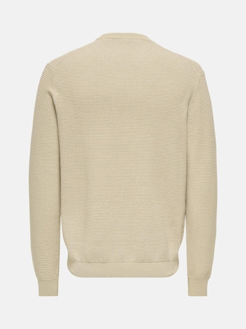 Only & Sons Sweter 'ONLY & SONS ONSDAVE REG LS CREW NECK KNIT NOOS MAGLIONCINO' w kolorze beżowy